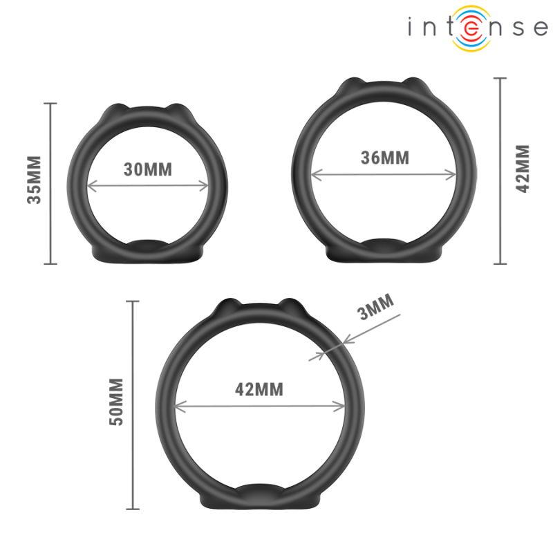 INTENSE -ENSEMBLE DE 3 ANNEAUX PÉNIS MODÈLE 9 - PETER