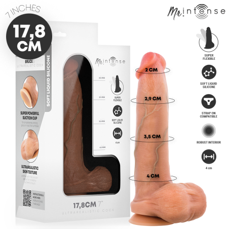 MR INTENSE -GODE REALISTE EN SILICONE AVEC TESTICULES - BRUCE S -17,8 CM -Ø- 4 CM
