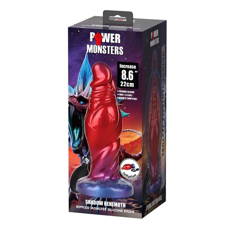 le gode gonflable en silicone POWER MONSTERS - SHADOW BEHEMOTH BICOLOR (22 cm Ø 5 cm)