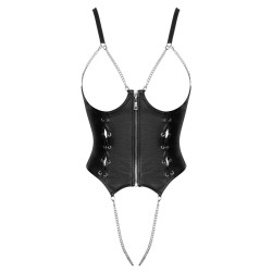 Cottelli -Body ouvert en similicuir noir