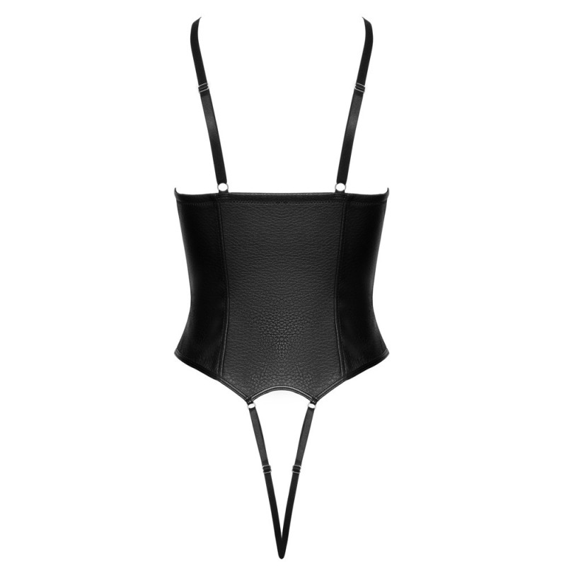 Cottelli -Body ouvert en similicuir noir