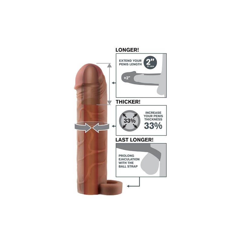 Gaine réaliste Perfect 2 Extension avec anneau- 20 cm Marron