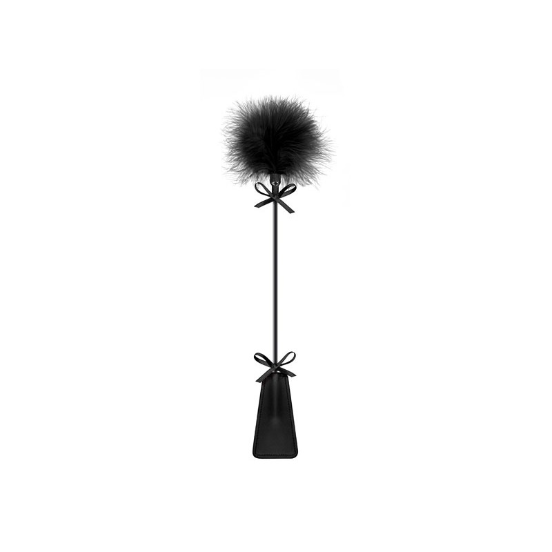 Cravache tapette pompon noire Sweet Caress