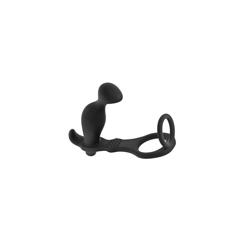Cockring et plug anal vibrant en silicone AP070 BLUE JUNKER