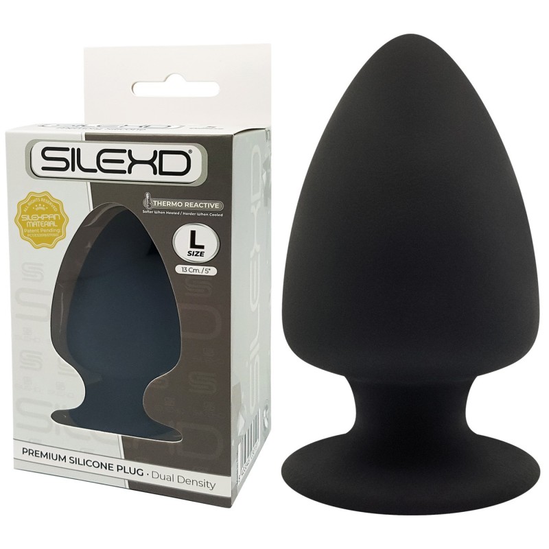 Plug Anal Noir Double Densité L - Ø 7,2 cm Silexd