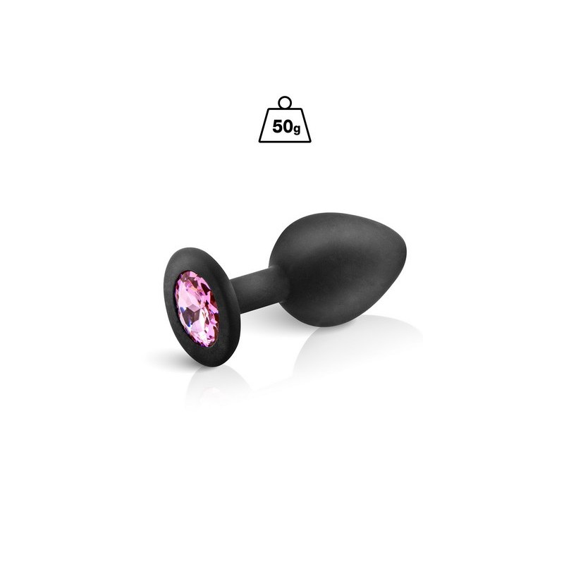 Plug noir bijou rose silicone Cloud 50g Taille M Hidden Eden