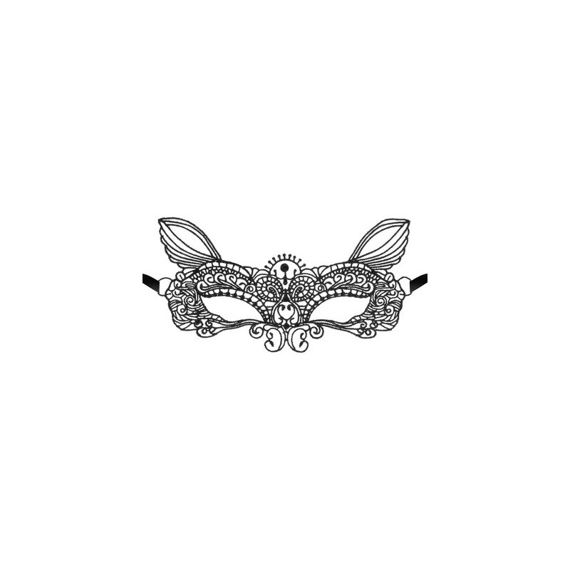 Loup noir dentelle brodée souple de chat Maskarade